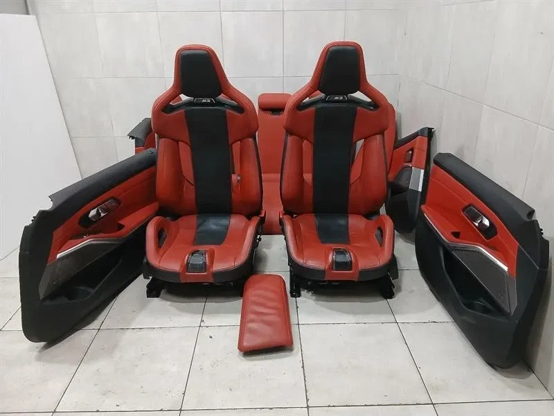 Fiona Red Merino Leather Seats BMW G80 M3 Carbon Bucket Seats Fiona Red Interior OEM